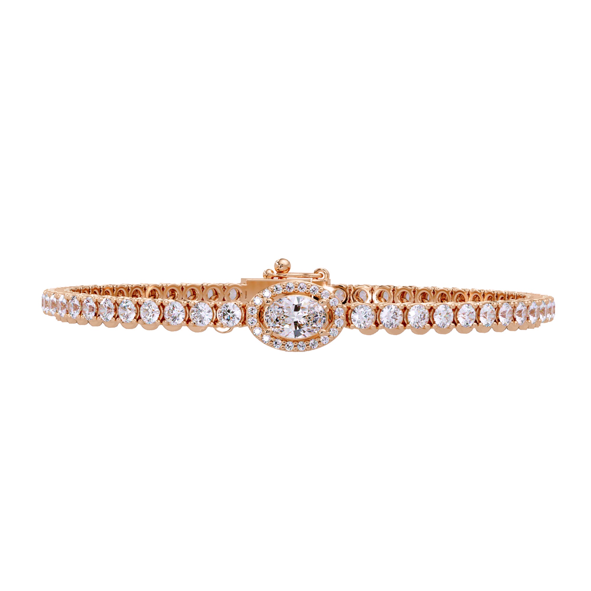 Lab Grown Diamond 3.85 CTW Oval Halo Tennis Bracelet -925 Sterling Silver