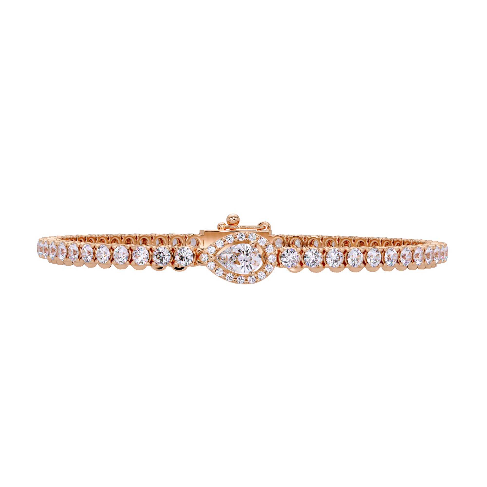Lab Grown Diamond 3.65 CTW Pear Halo Tennis Bracelet -925 Sterling Silver
