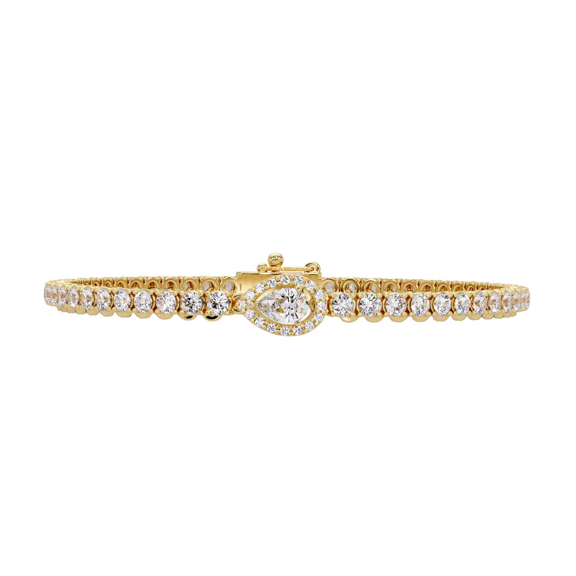 Lab Grown Diamond 3.65 CTW Pear Halo Tennis Bracelet -925 Sterling Silver