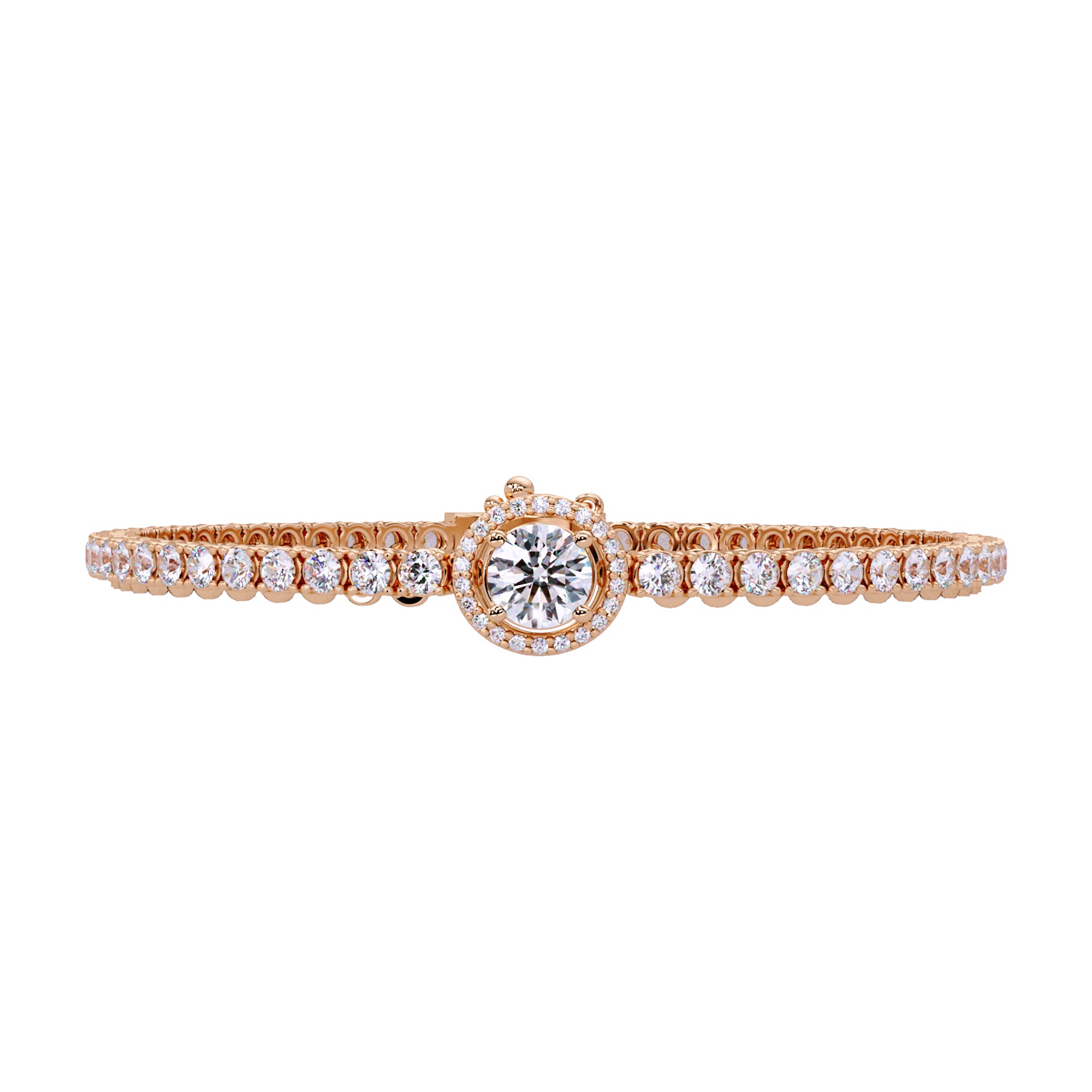 Lab Grown Diamond 4.15 CTW Round Halo Tennis Bracelet -925 Sterling Silver