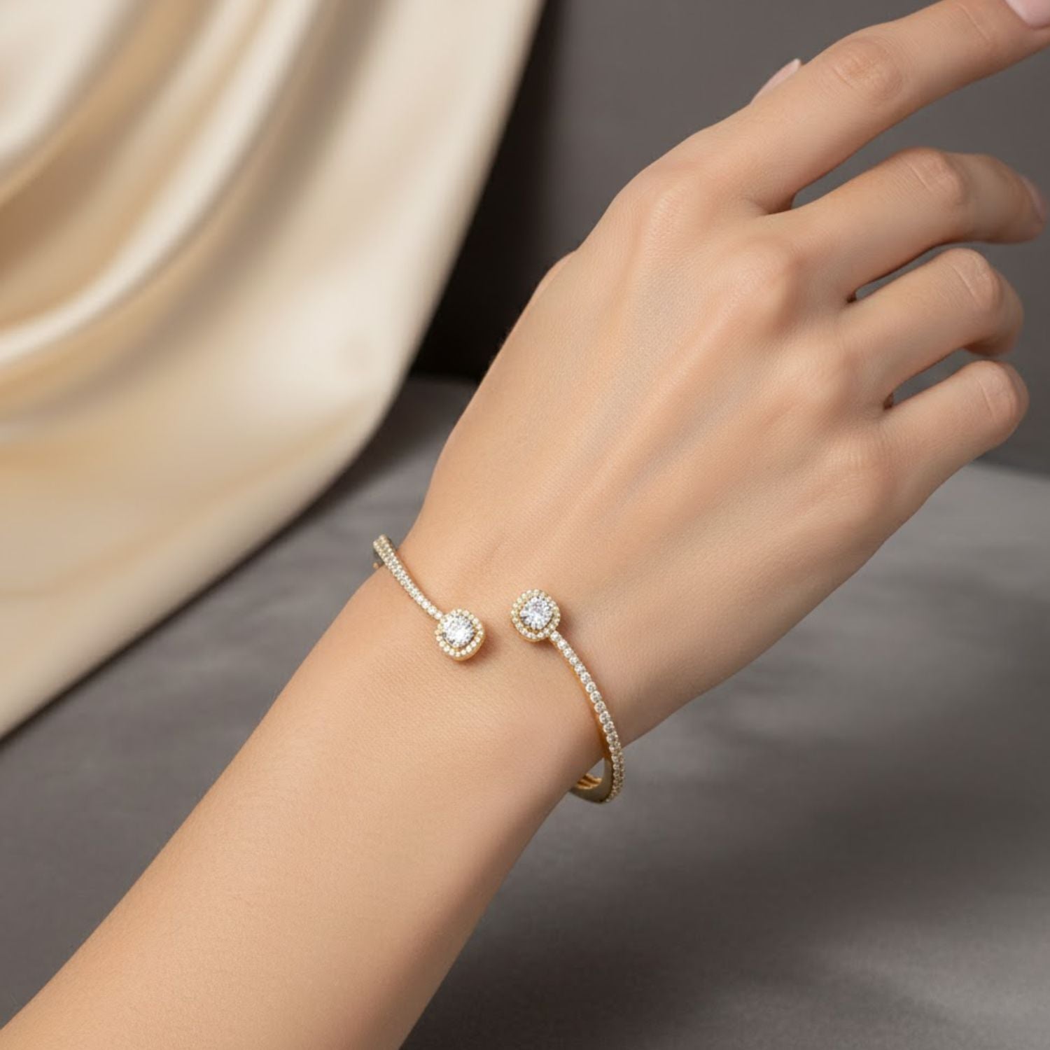 Lab Grown Diamond 2.35 CTW Open Cuff Bracelet -925 Sterling Silver