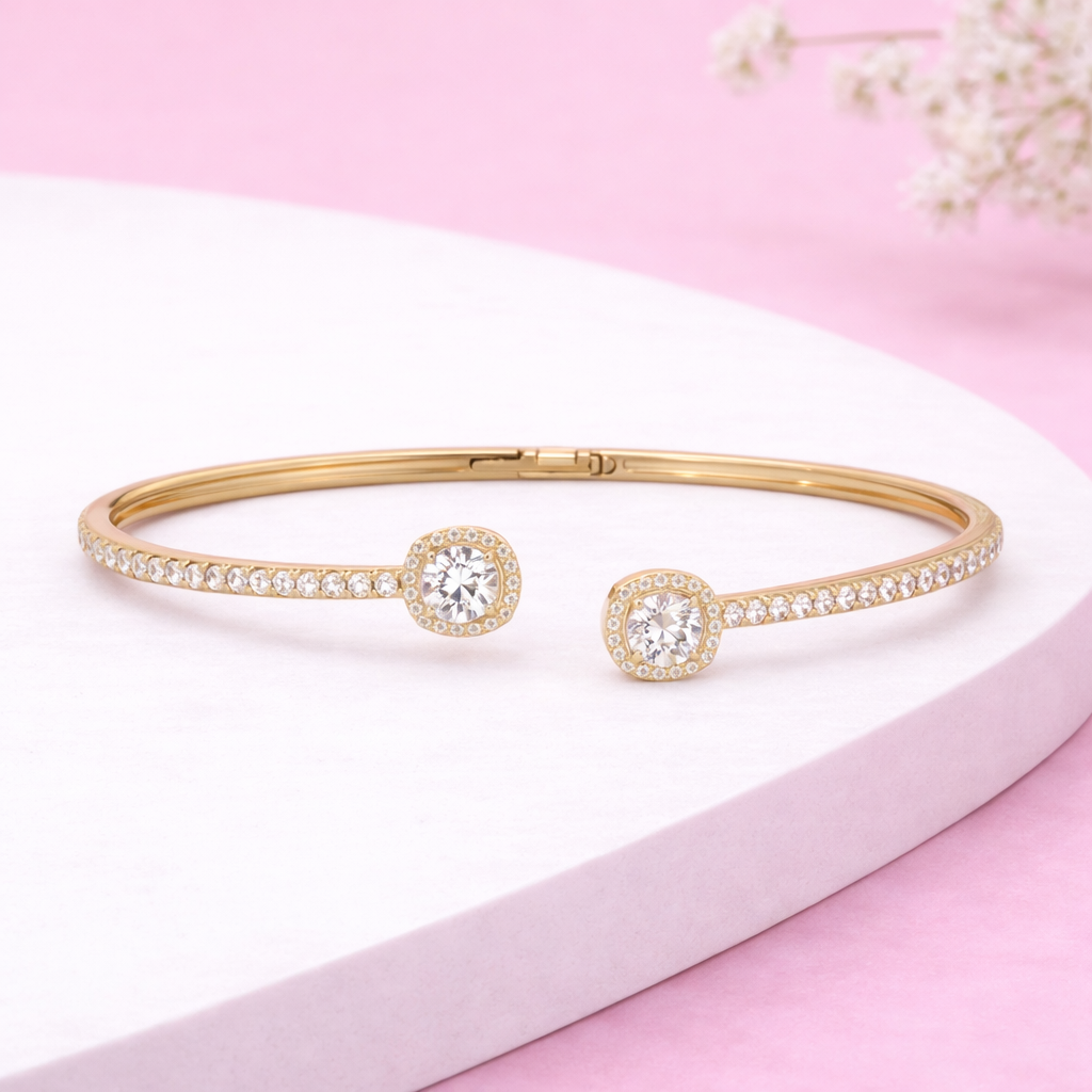 Lab Grown Diamond 2.35 CTW Open Cuff Bracelet -925 Sterling Silver
