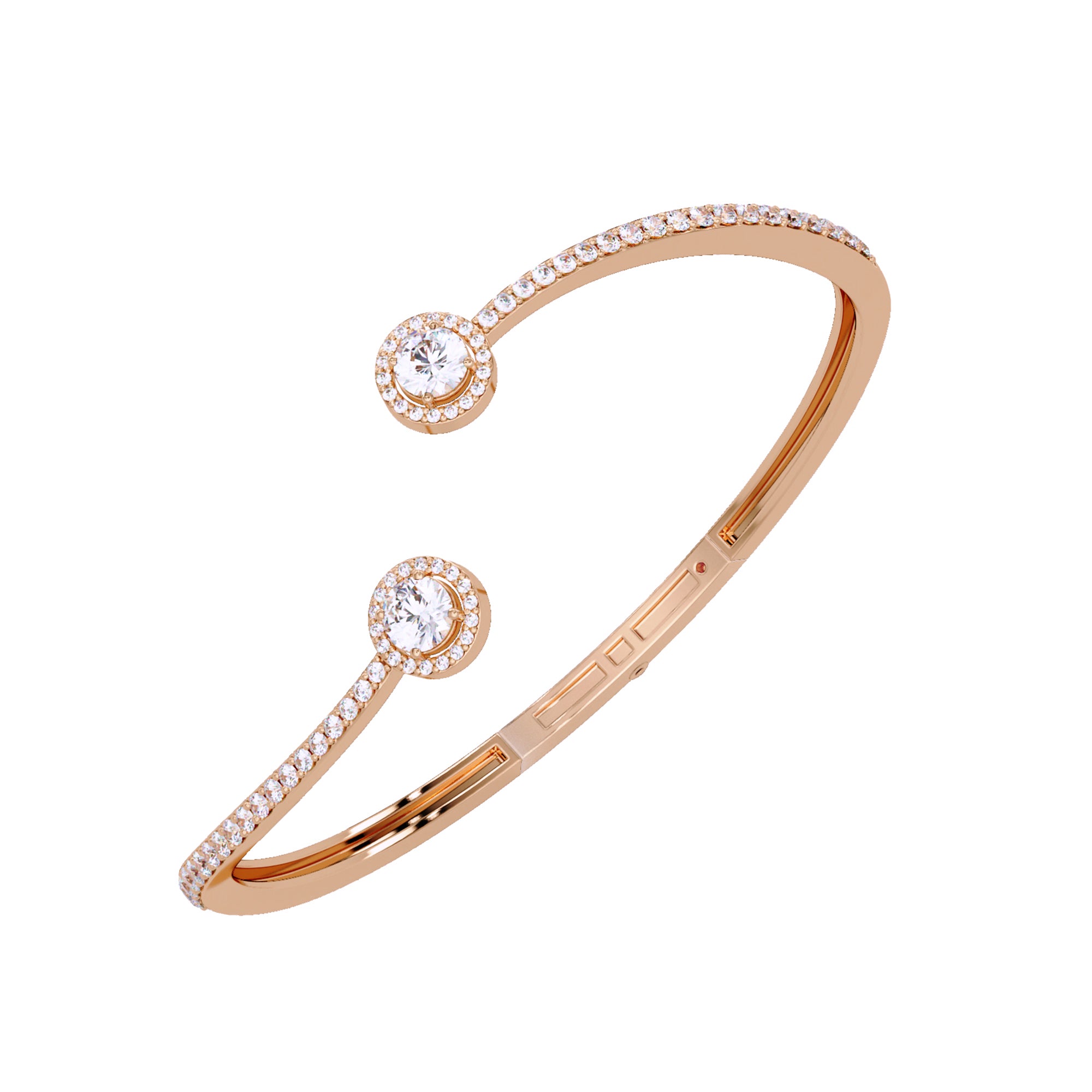 Lab Grown Diamond 2.10 CTW Round Open Cuff Bracelet -925 Sterling Silver