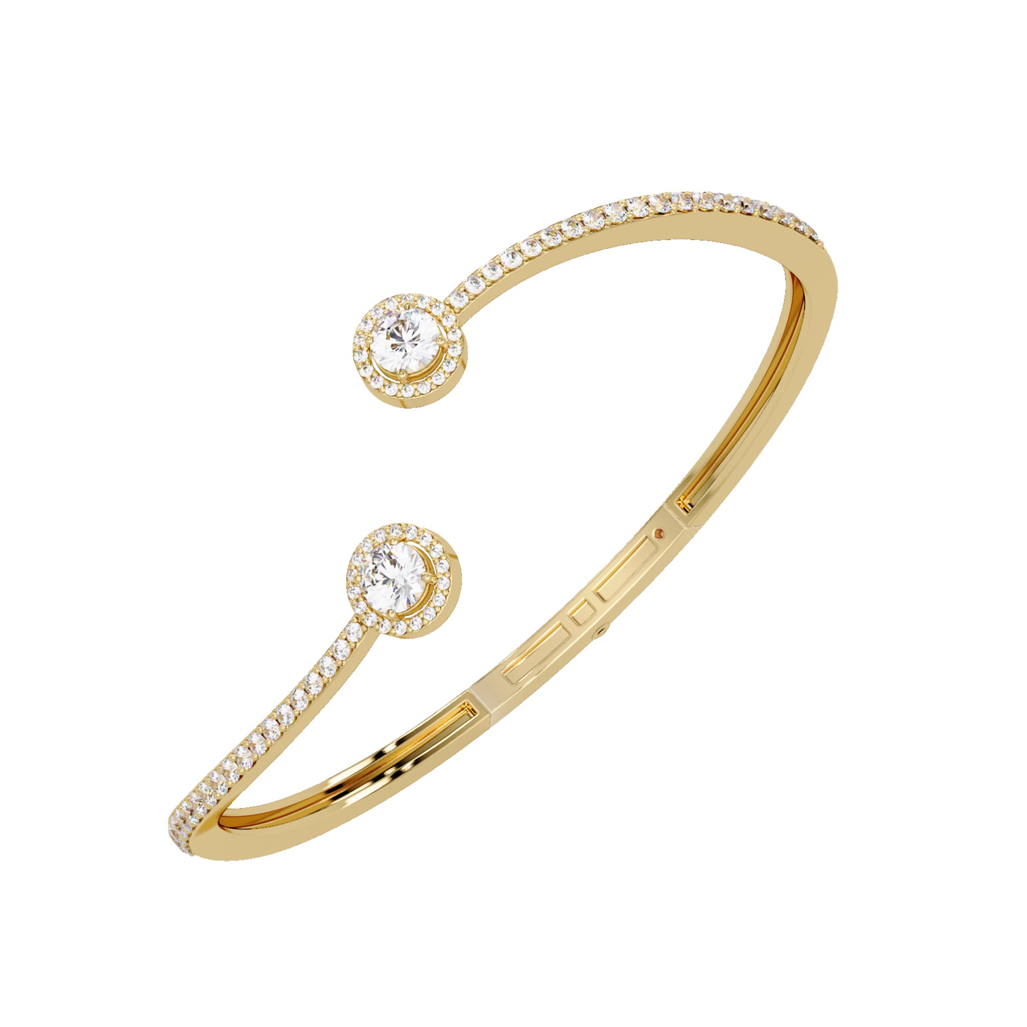 Lab Grown Diamond 2.10 CTW Round Open Cuff Bracelet -925 Sterling Silver
