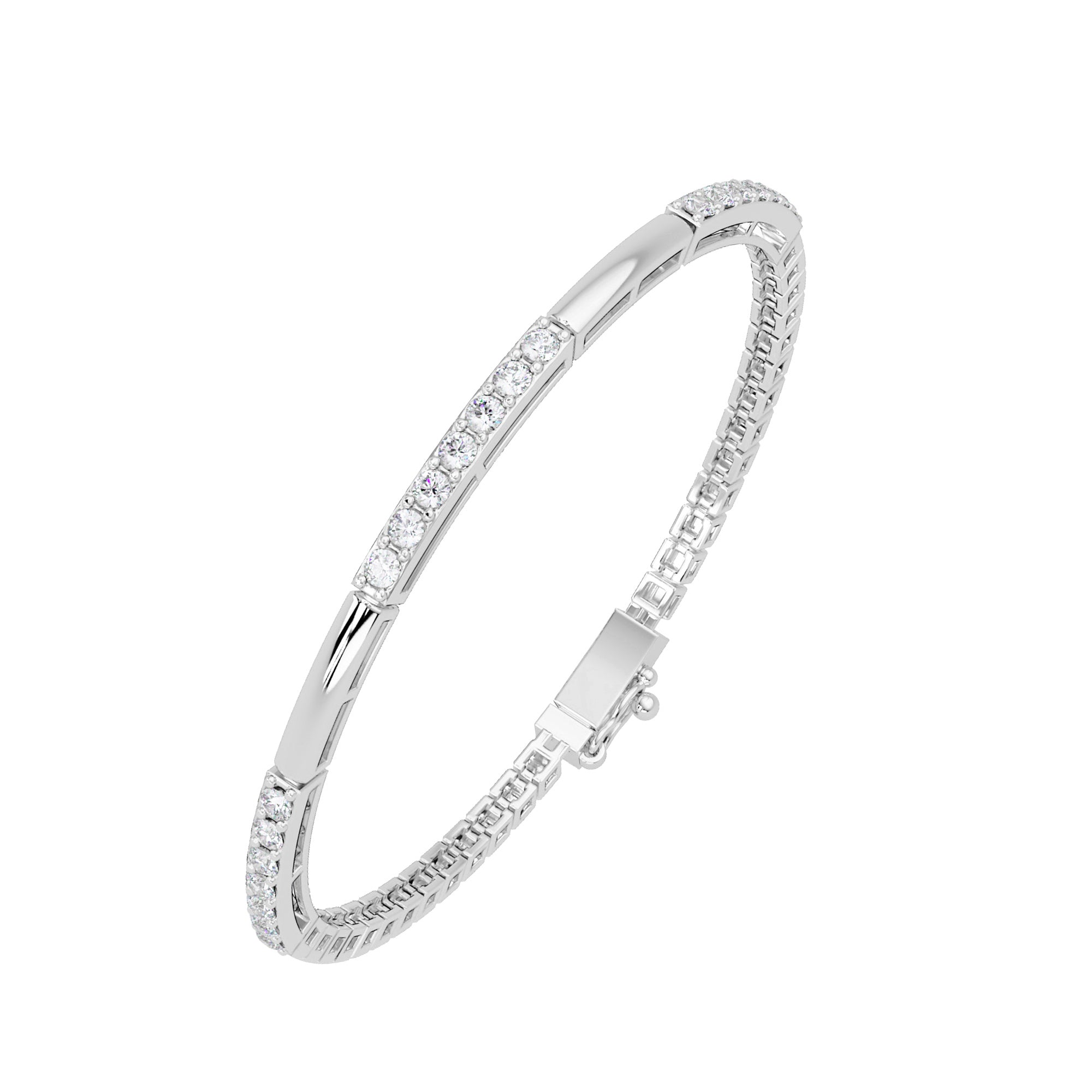 Lab Grown Diamond 2.30 CTW Round Bracelet-925 Sterling Silver