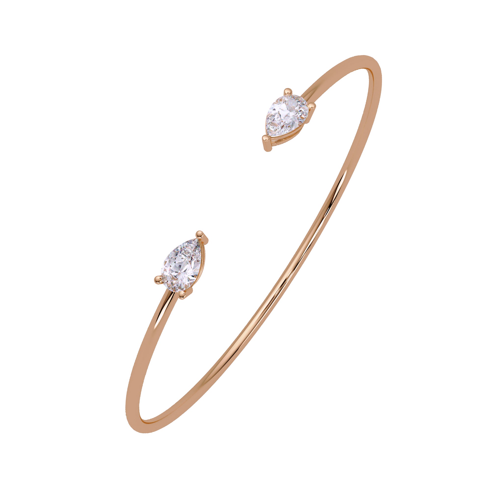 Lab Grown Diamond 1.50 CTW Pear Open Cuff Bracelet-925 Sterling Silver