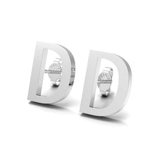 Load image into Gallery viewer, Initial &quot;D&quot; Monogram Stud Earring – Sterling Silver

