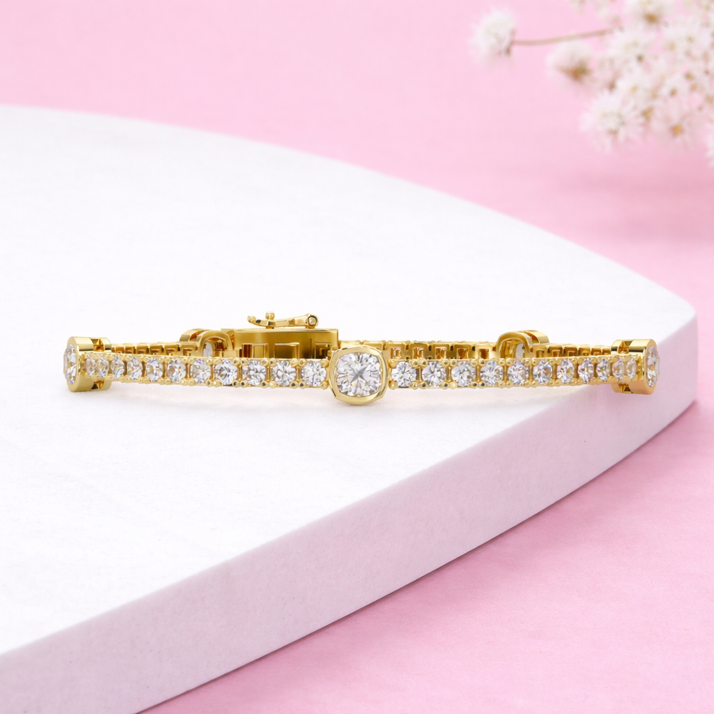 Lab Grown Diamond 4.50 CTW Cushion Tennis Bracelet-925 Sterling Silver