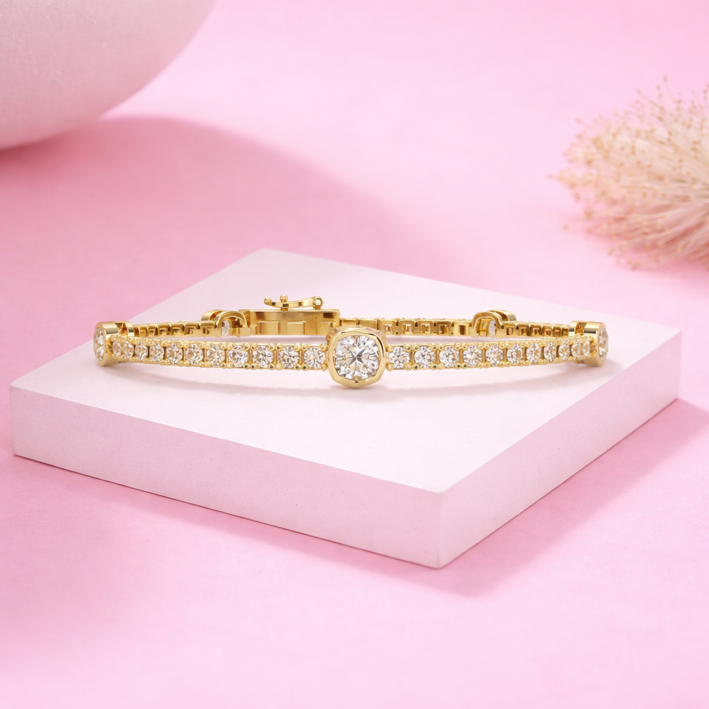 Lab Grown Diamond 4.50 CTW Cushion Tennis Bracelet-925 Sterling Silver