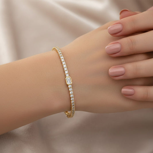 Lab Grown Diamond 4.25 CTW Octagon Tennis Bracelet-925 Sterling Silver