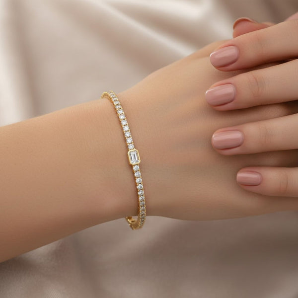 Lab Grown Diamond 4.25 CTW Octagon Tennis Bracelet-925 Sterling Silver