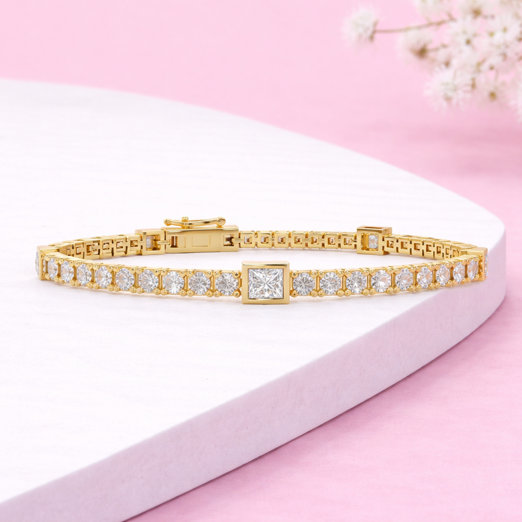 Lab Grown Diamond 4.50 CTW Square Tennis Bracelet-925 Sterling Silver