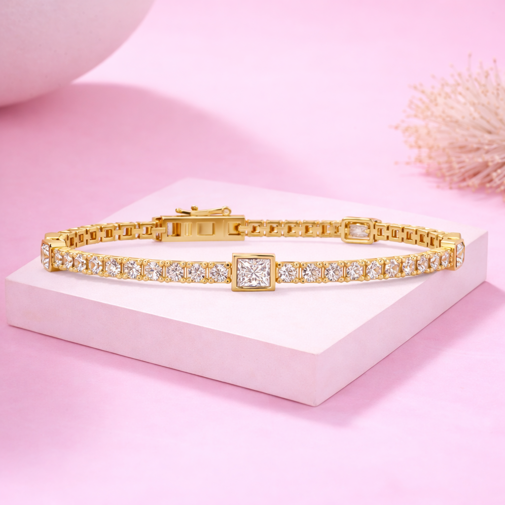 Lab Grown Diamond 4.50 CTW Square Tennis Bracelet-925 Sterling Silver