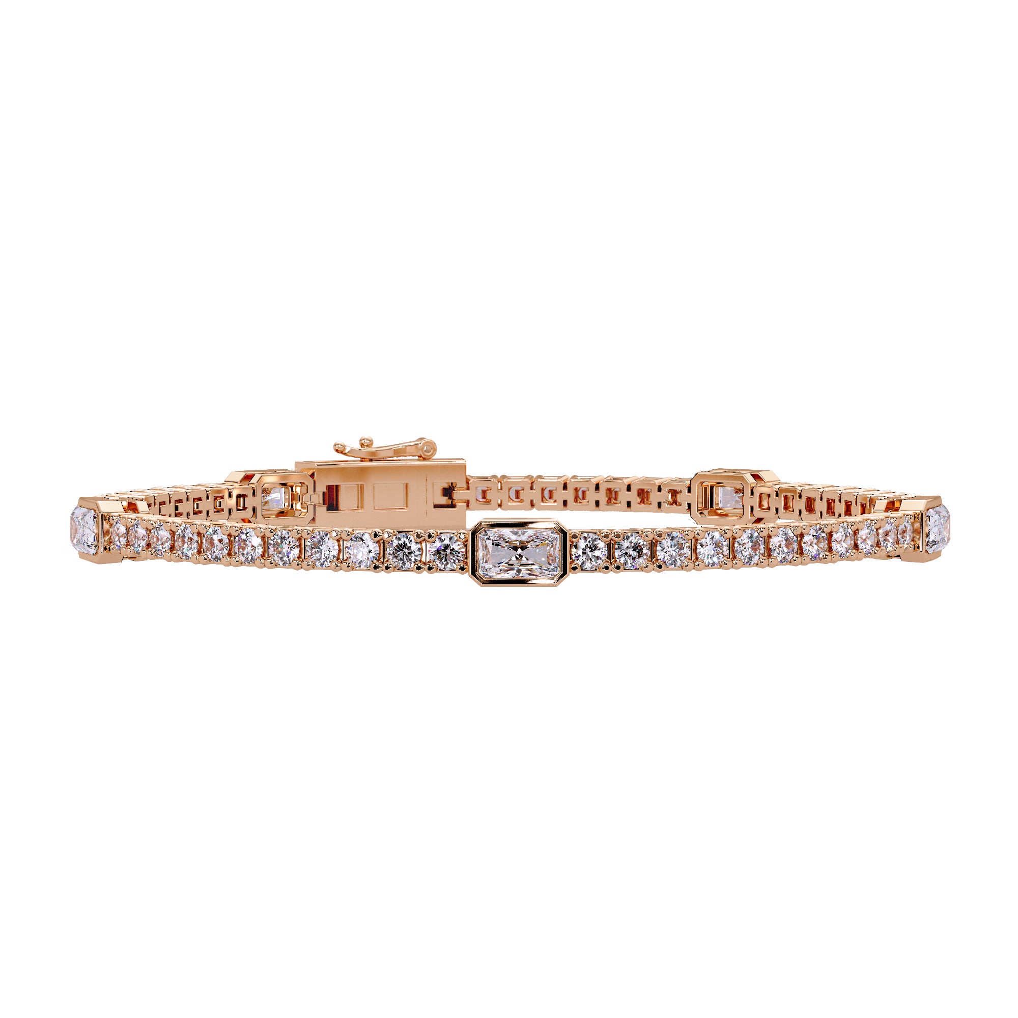 Lab Grown Diamond 4.35 CTW Radiant Cut Tennis Bracelet-925 Sterling Silver