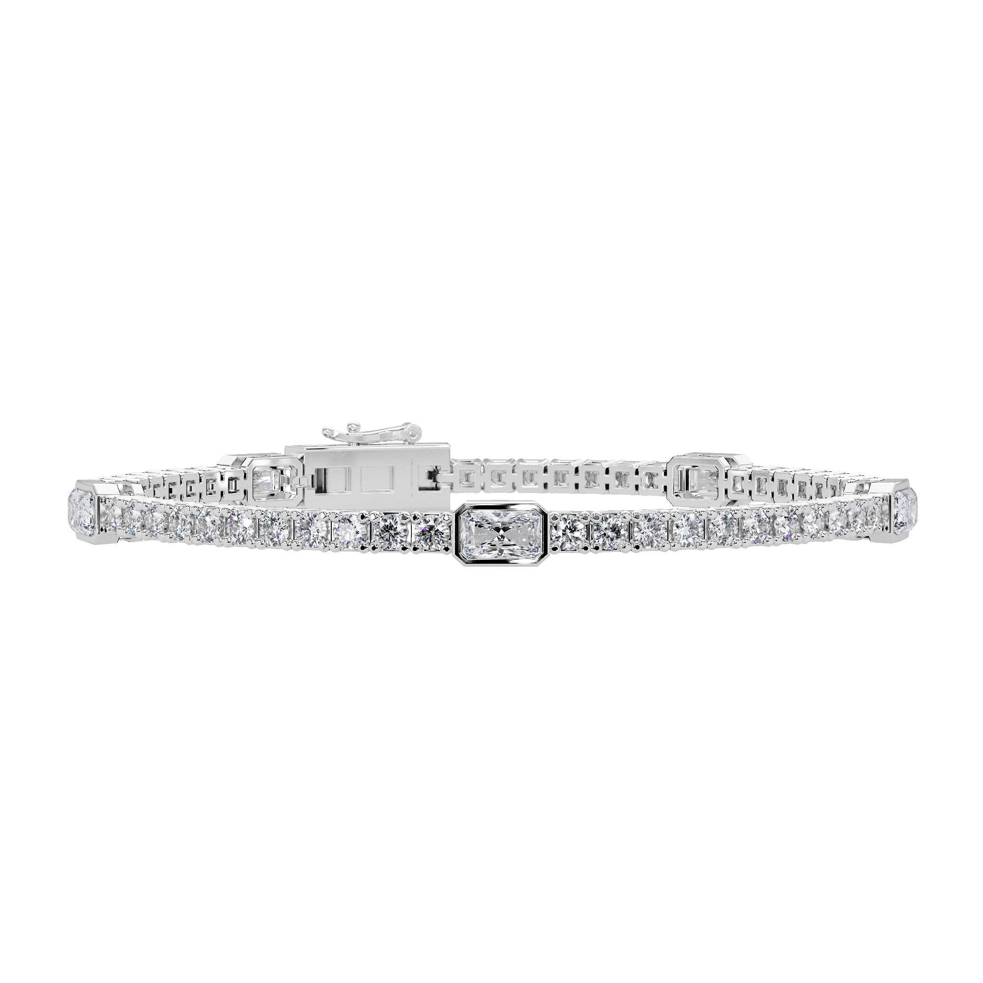 Lab Grown Diamond 4.35 CTW Radiant Cut Tennis Bracelet-925 Sterling Silver
