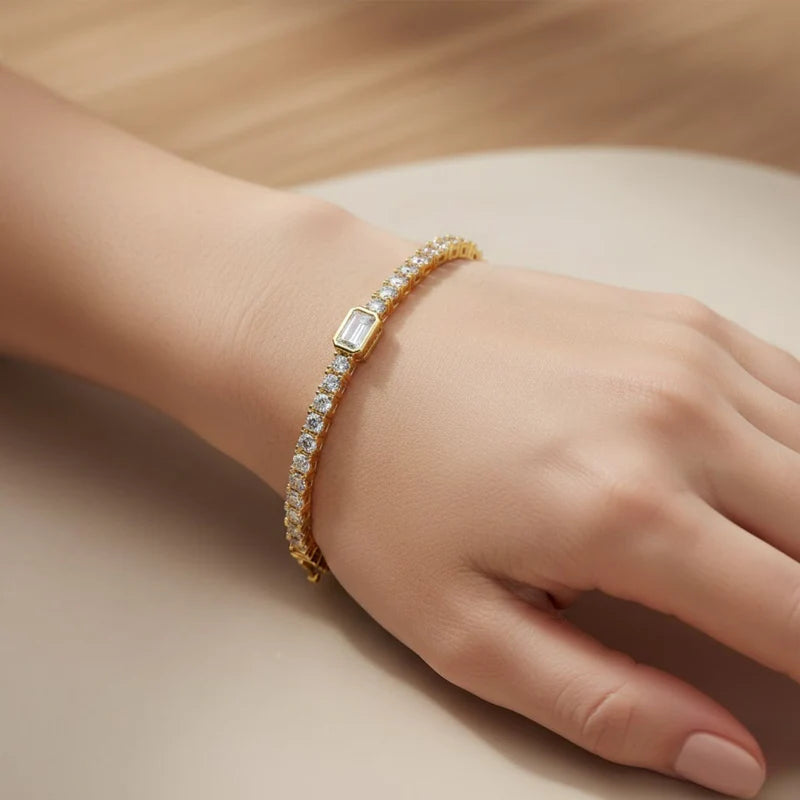 Star Joya Double Diamond Bracelet DDBR-001 in Yellow Gold
