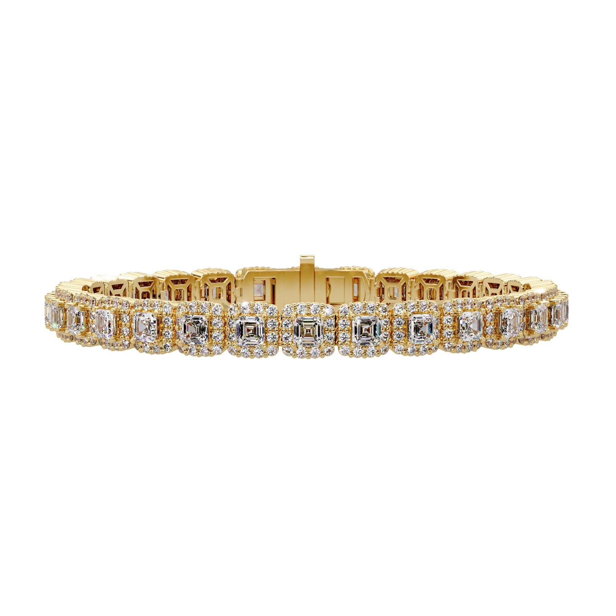 Lab Grown Diamond 8.00 CTW Octagon Halo Bracelet-925 Sterling Silver