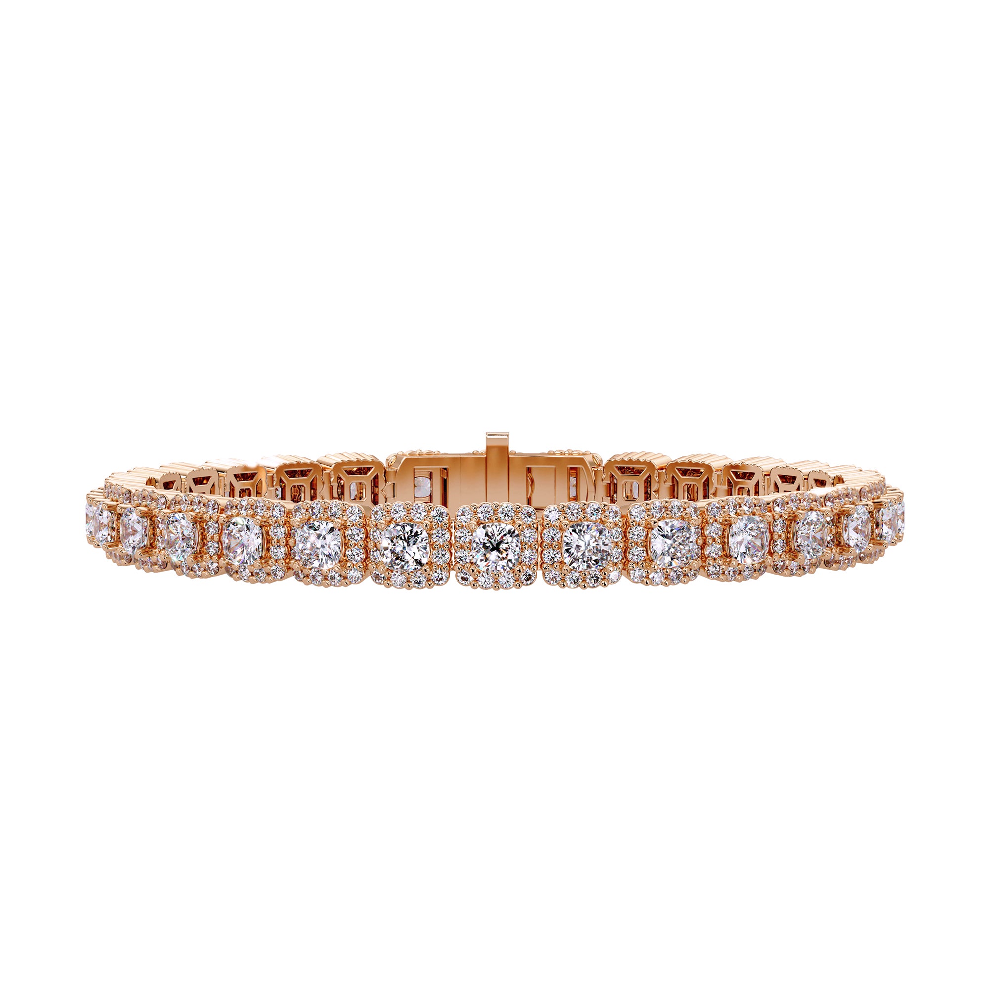 Lab Grown Diamond 9.00 CTW Cushion Halo Bracelet-925 Sterling Silver