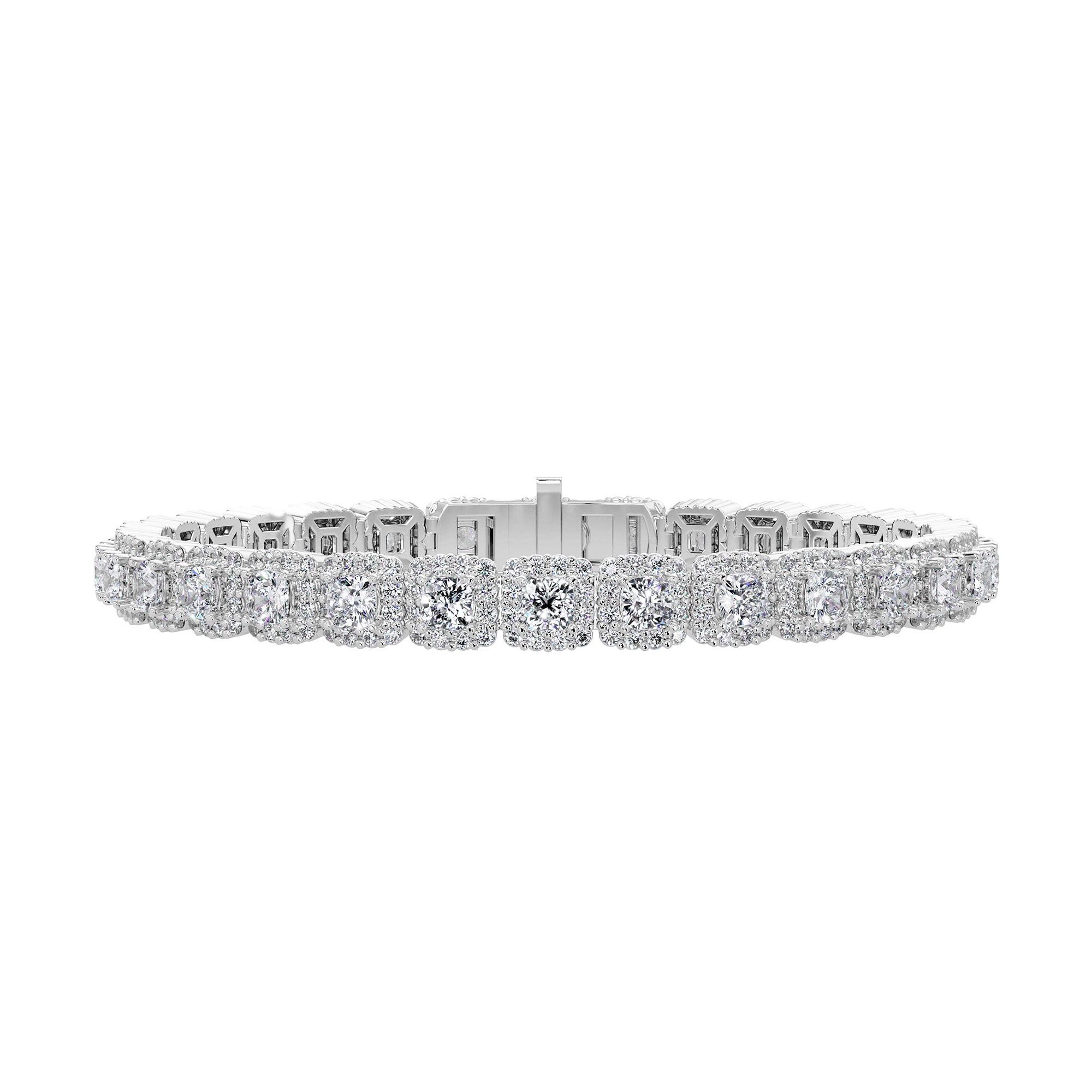 Lab Grown Diamond 9.00 CTW Cushion Halo Bracelet-925 Sterling Silver