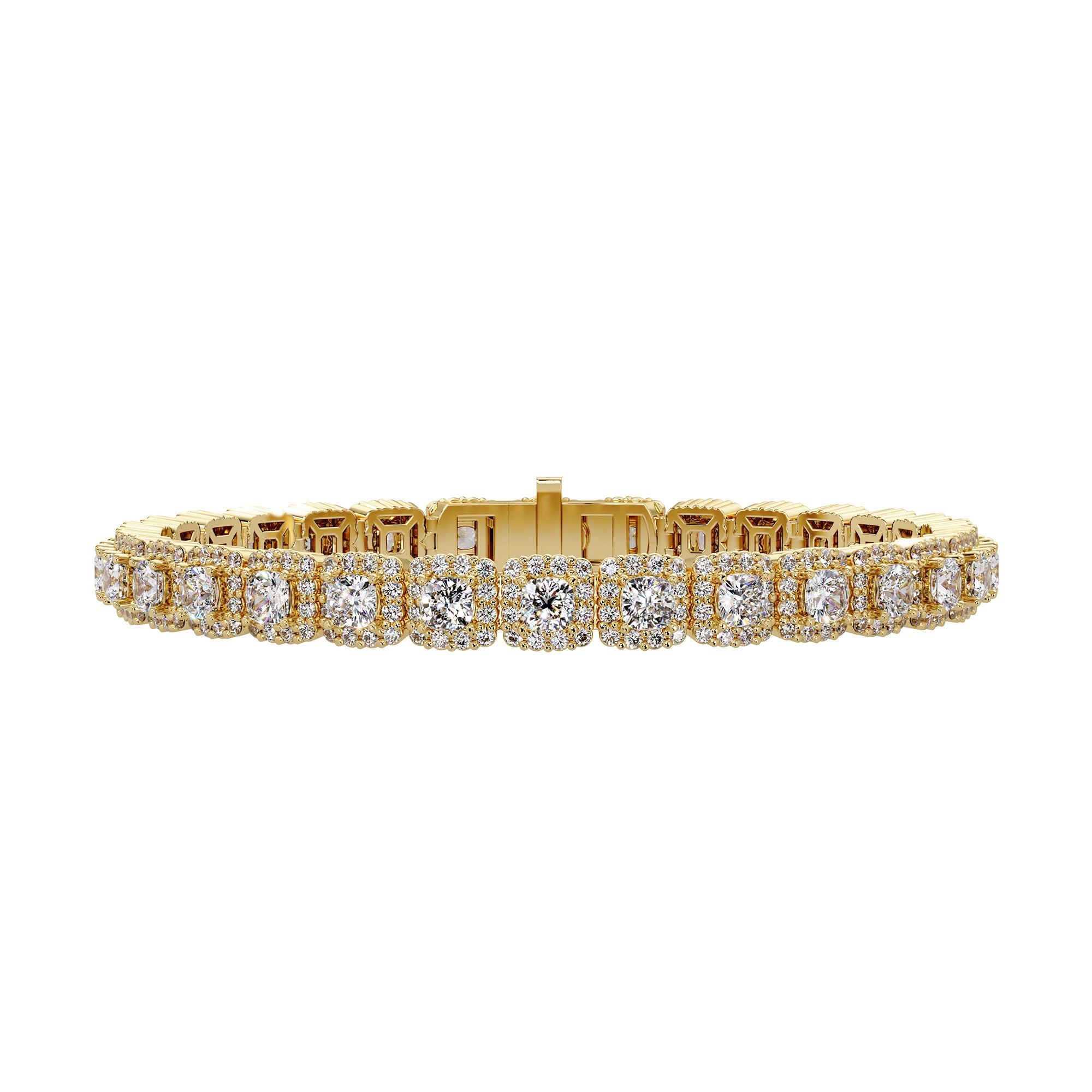 Lab Grown Diamond 9.00 CTW Cushion Halo Bracelet-925 Sterling Silver