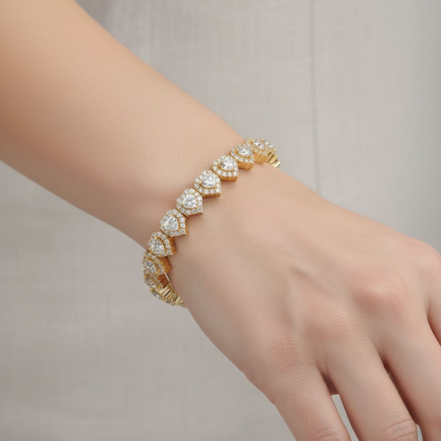 Lab Grown Diamond 7.75 CTW Heart Halo Bracelet-925 Sterling Silver