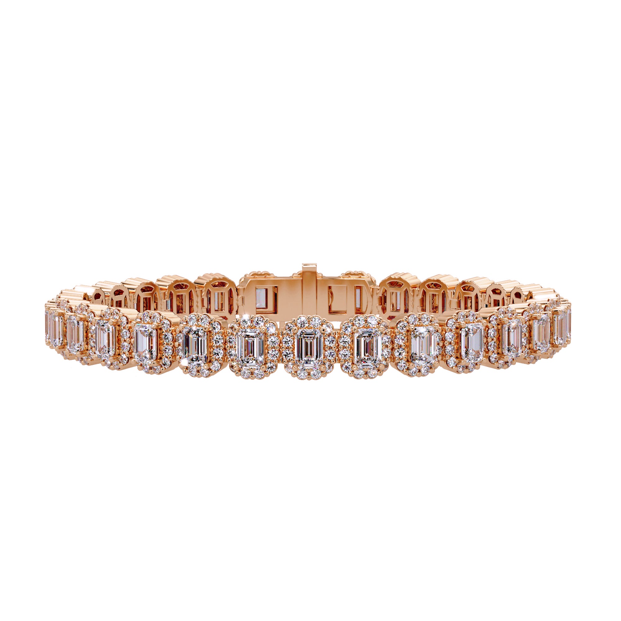 Lab Grown Diamond 8.70 CTW Octagon Halo Tennis Bracelet-925 Sterling Silver