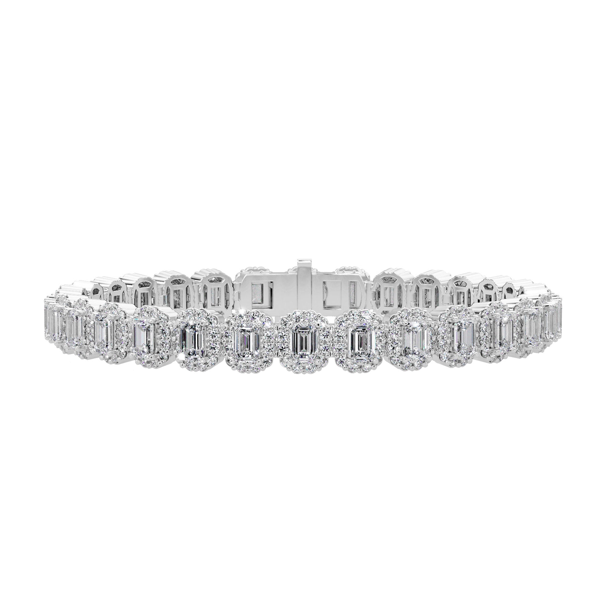 Lab Grown Diamond 8.70 CTW Octagon Halo Tennis Bracelet-925 Sterling Silver
