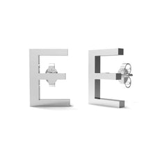 Load image into Gallery viewer, Initial &quot;E&quot; Monogram Stud Earring – Sterling Silver
