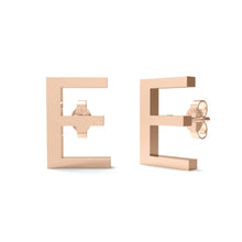 Load image into Gallery viewer, Initial &quot;E&quot; Monogram Stud Earring – Sterling Silver
