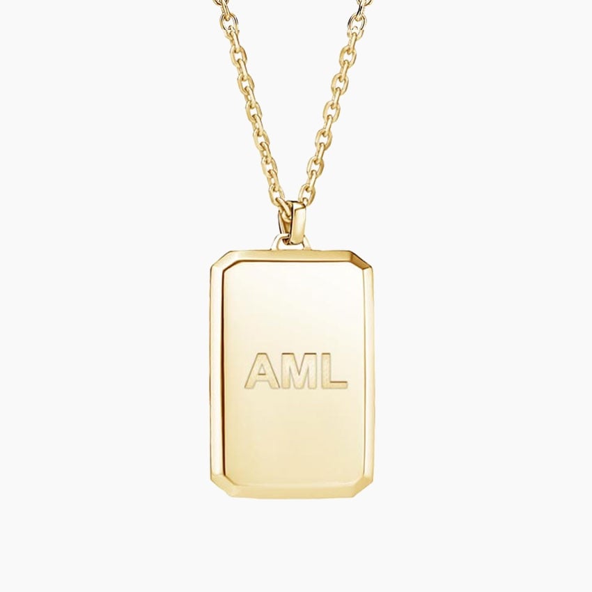 Homme Engravable Tag Pendant                          in 14K Yellow Gold