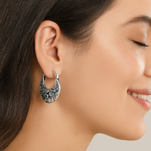 Load image into Gallery viewer, Tribal Hoop Earrings Huggie Curls Earrings For Women Boho Earrings 925 Silver Earrings
