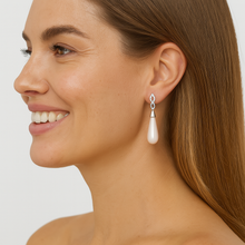 Load image into Gallery viewer, Pearl Teardrop Dangle Earrings – Sterling Silver
