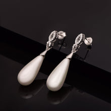 Load image into Gallery viewer, Pearl Teardrop Dangle Earrings – Sterling Silver
