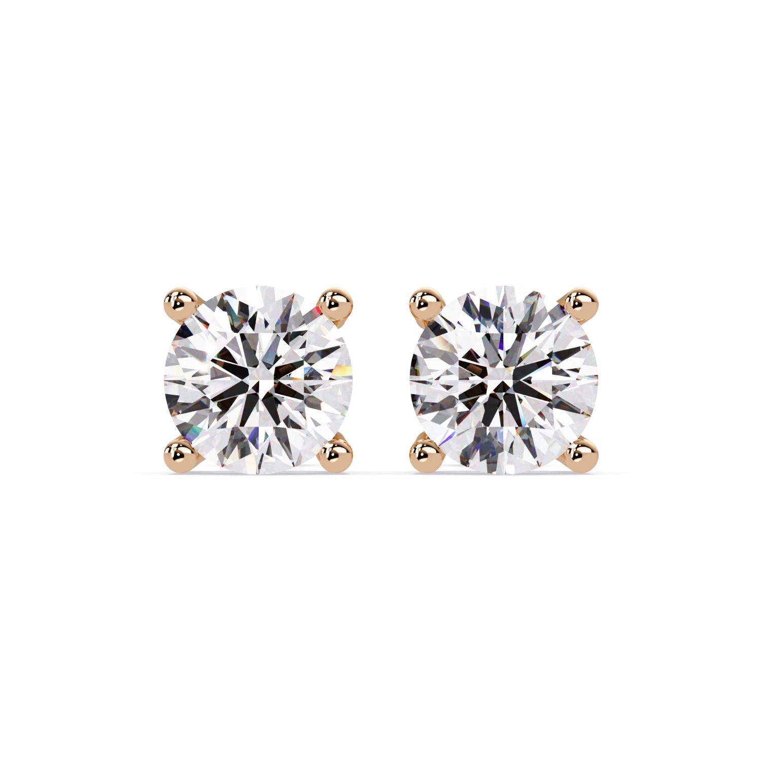 2.50 Ct Round Lab Grown Diamond Solitaire Stud Earrings - Sterling Silver