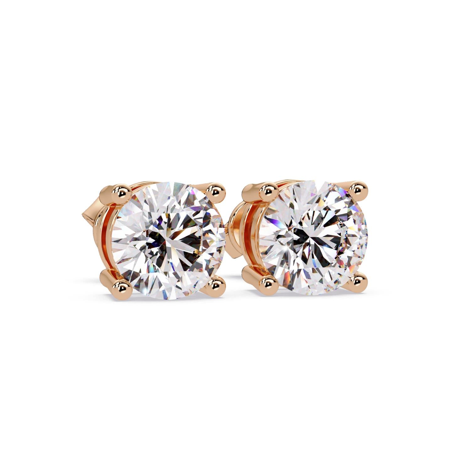2.50 Ct Round Lab Grown Diamond Solitaire Stud Earrings - Sterling Silver