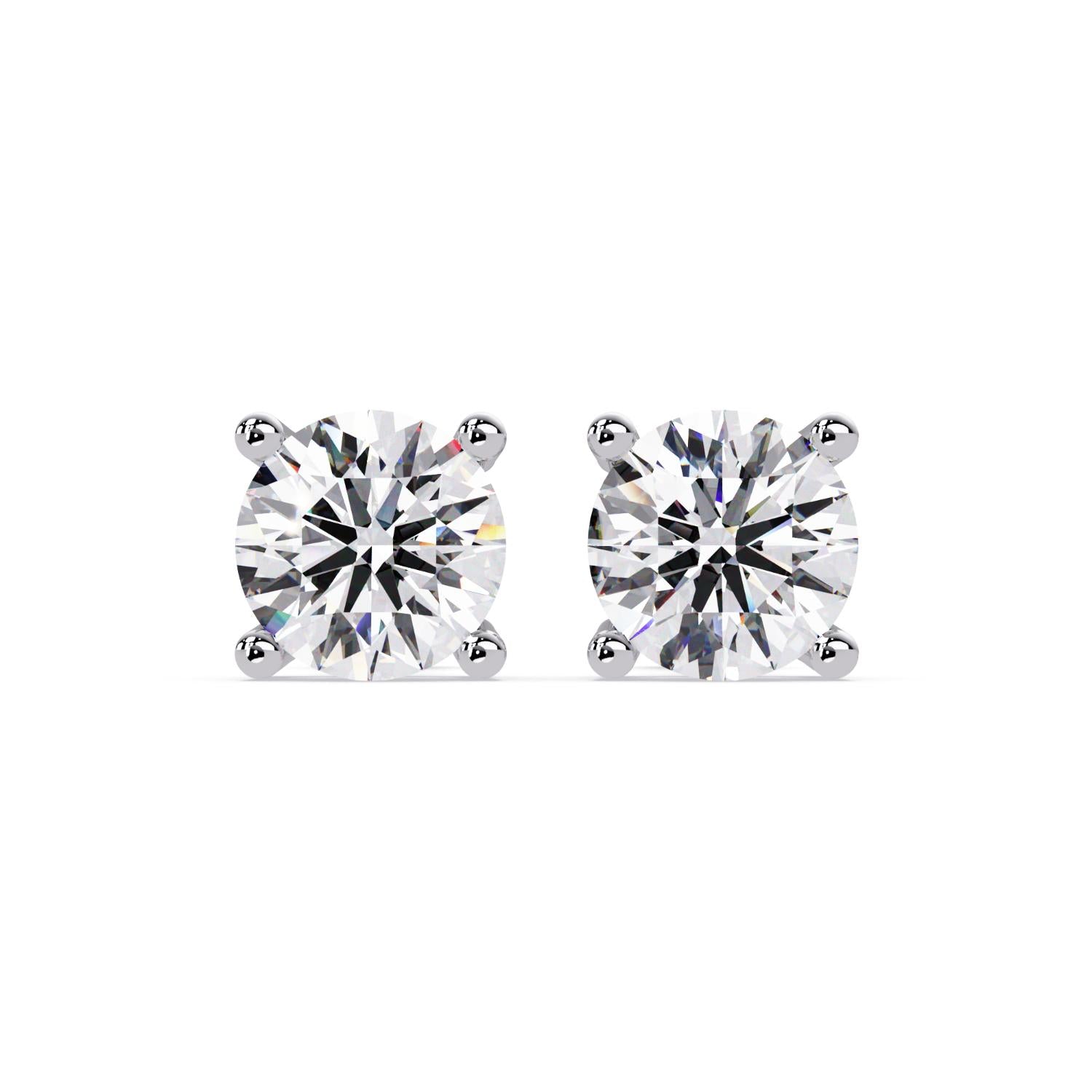 2.50 Ct Round Lab Grown Diamond Solitaire Stud Earrings - Sterling Silver