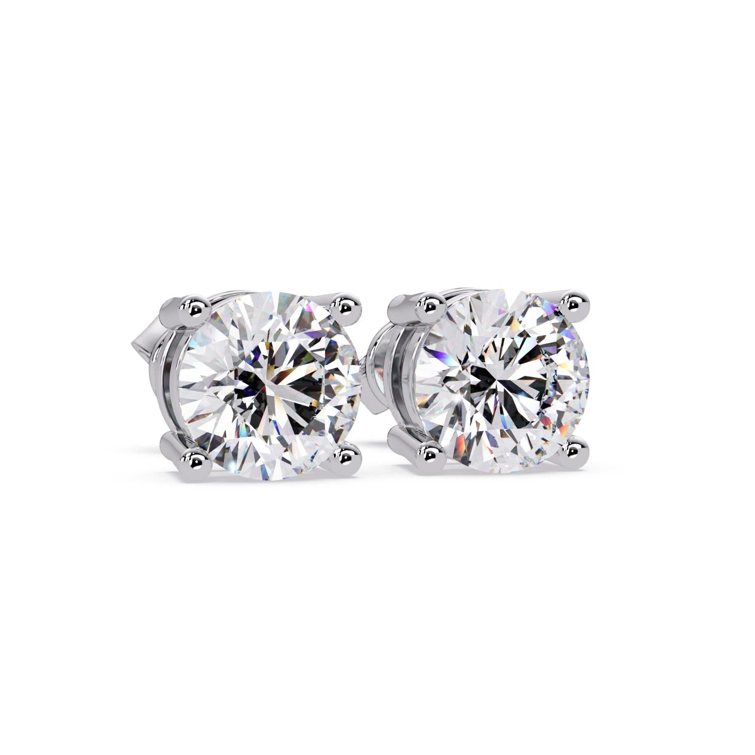2.50 Ct Round Lab Grown Diamond Solitaire Stud Earrings - Sterling Silver