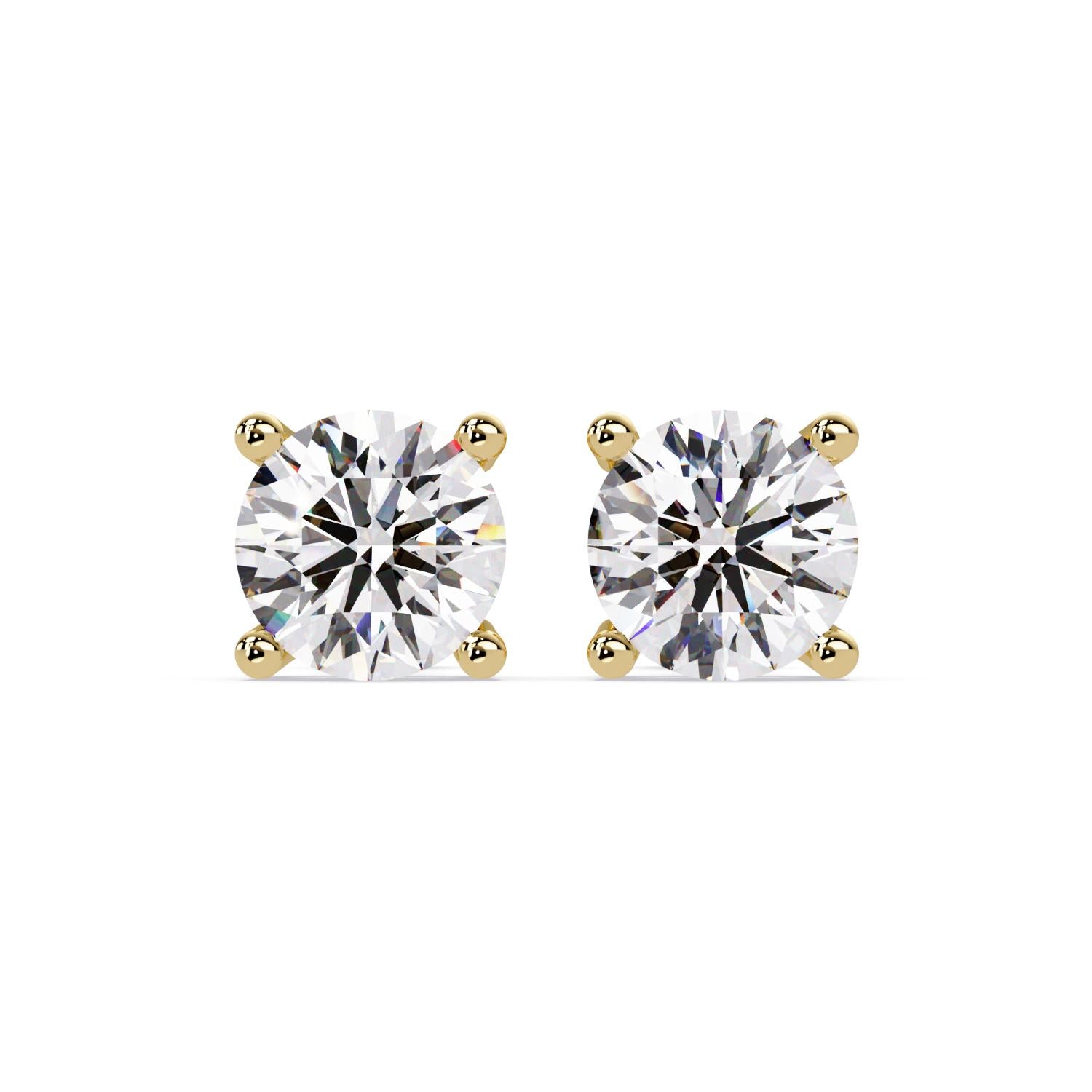 2.50 Ct Round Lab Grown Diamond Solitaire Stud Earrings - Sterling Silver