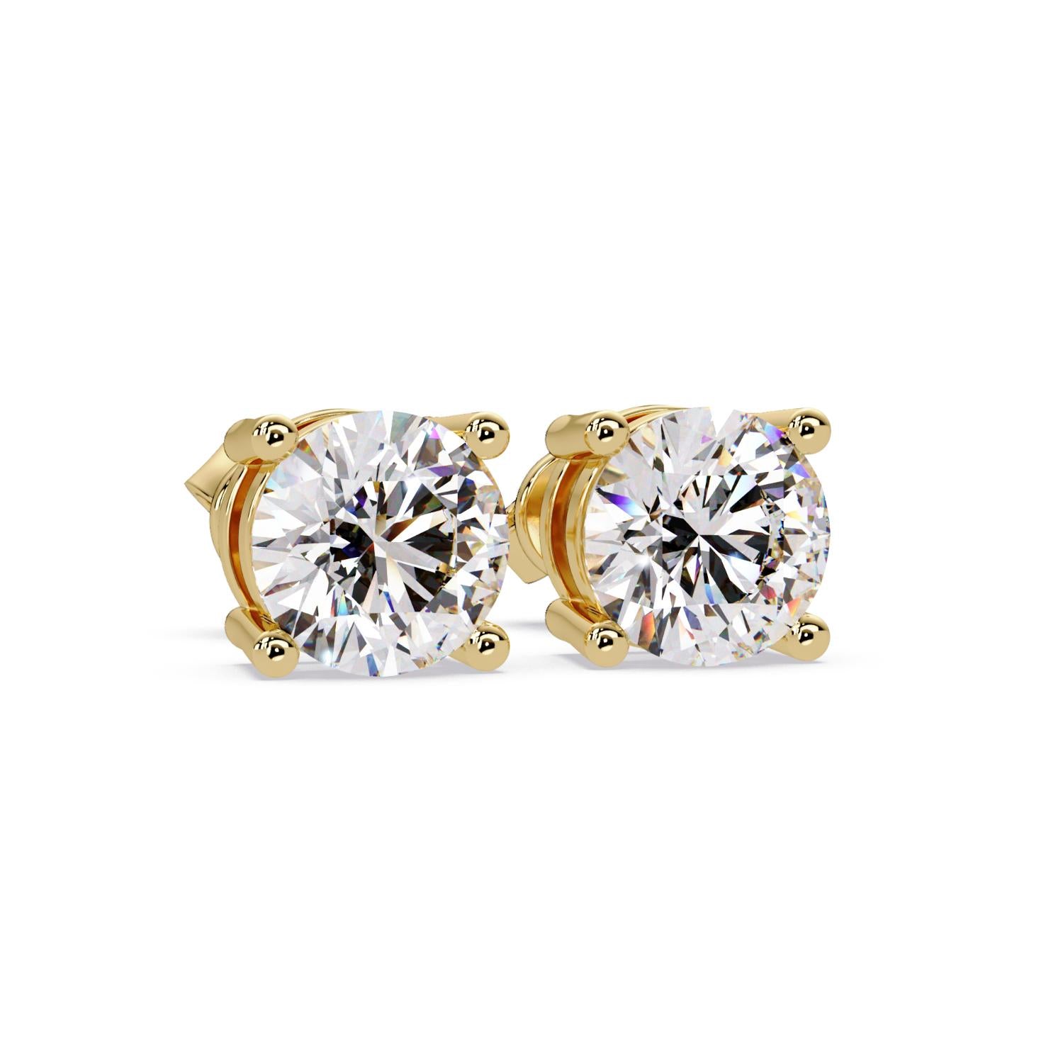 2.50 Ct Round Lab Grown Diamond Solitaire Stud Earrings - Sterling Silver