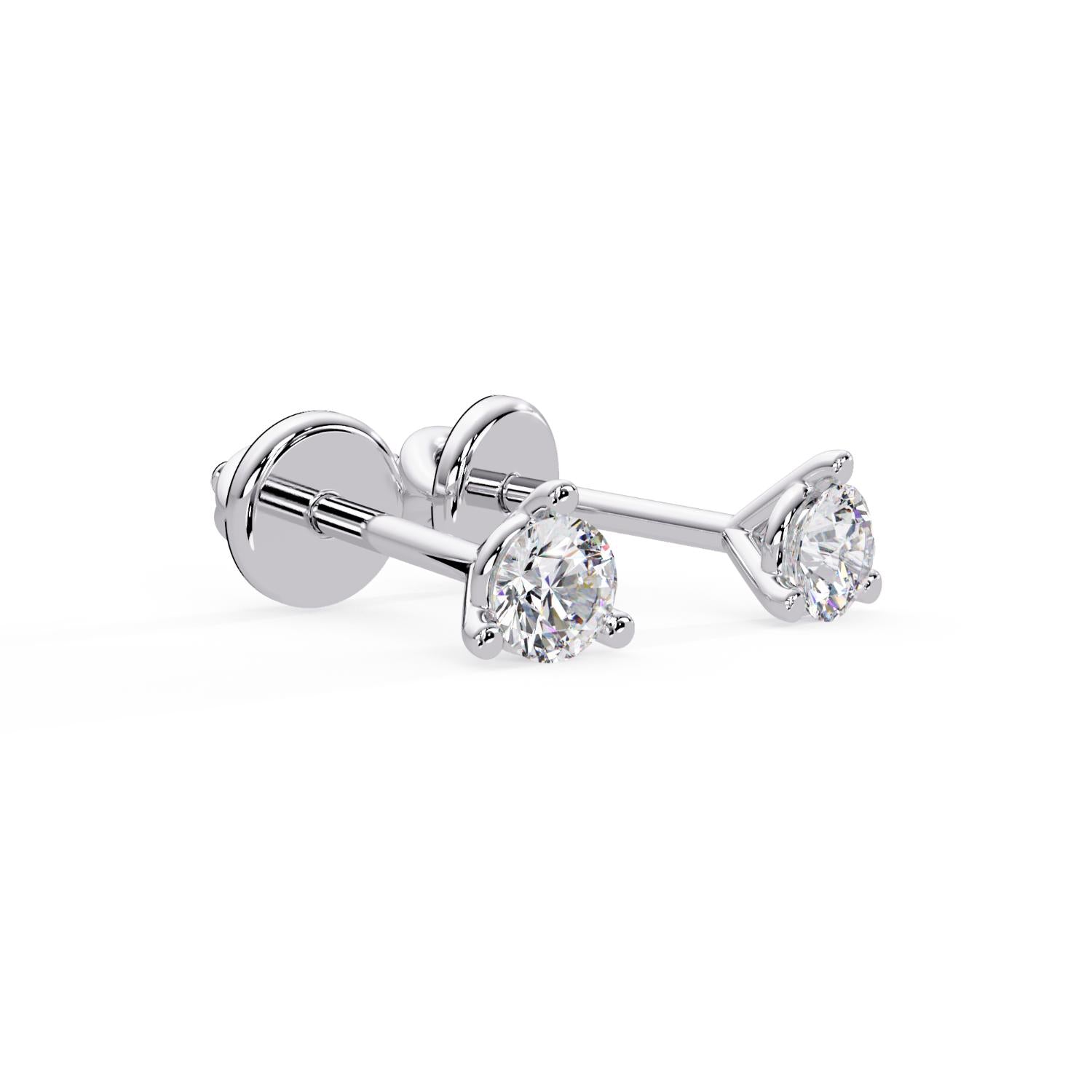 Classic Four Prong 0.32 Ct Round Lab Grown Diamond Stud Earrings - Sterling Silver