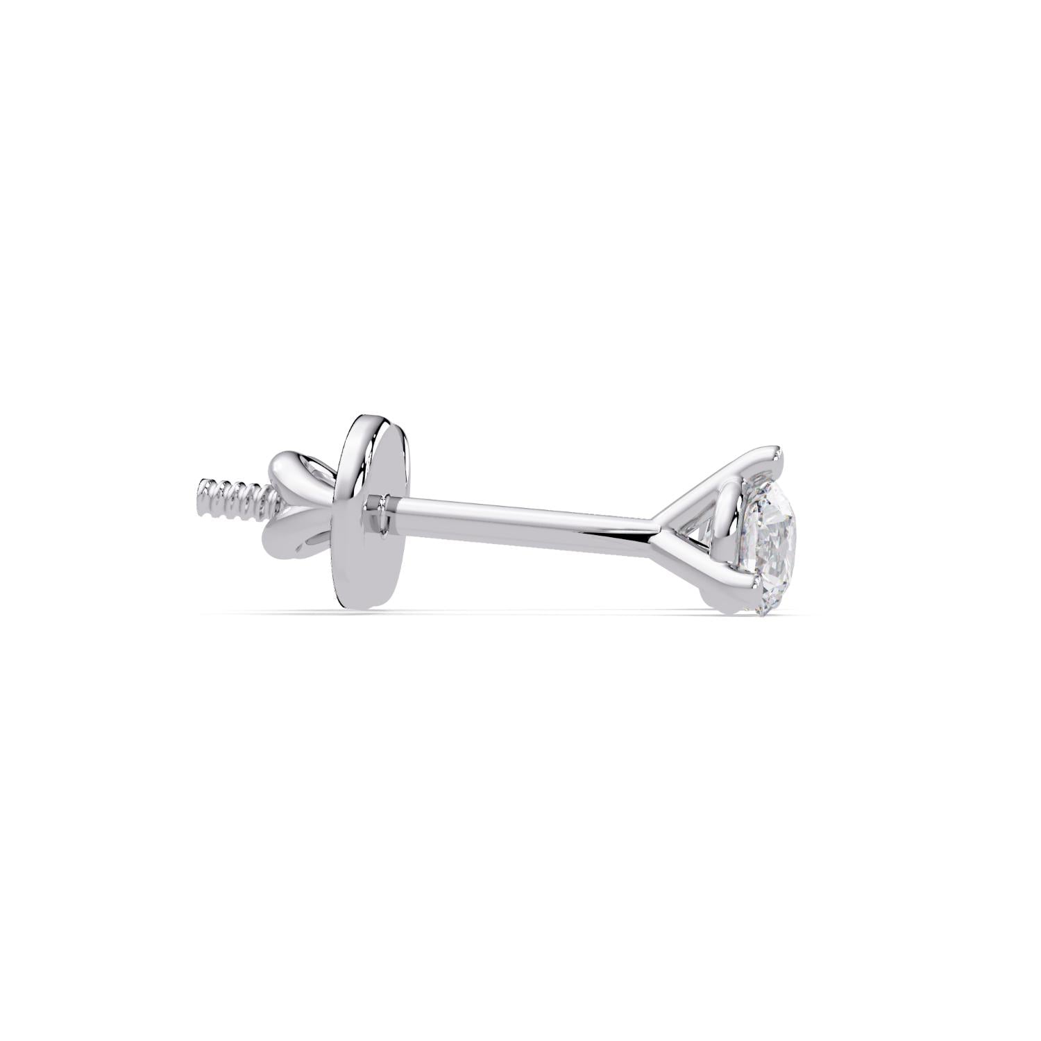 Classic Four Prong 0.32 Ct Round Lab Grown Diamond Stud Earrings - Sterling Silver