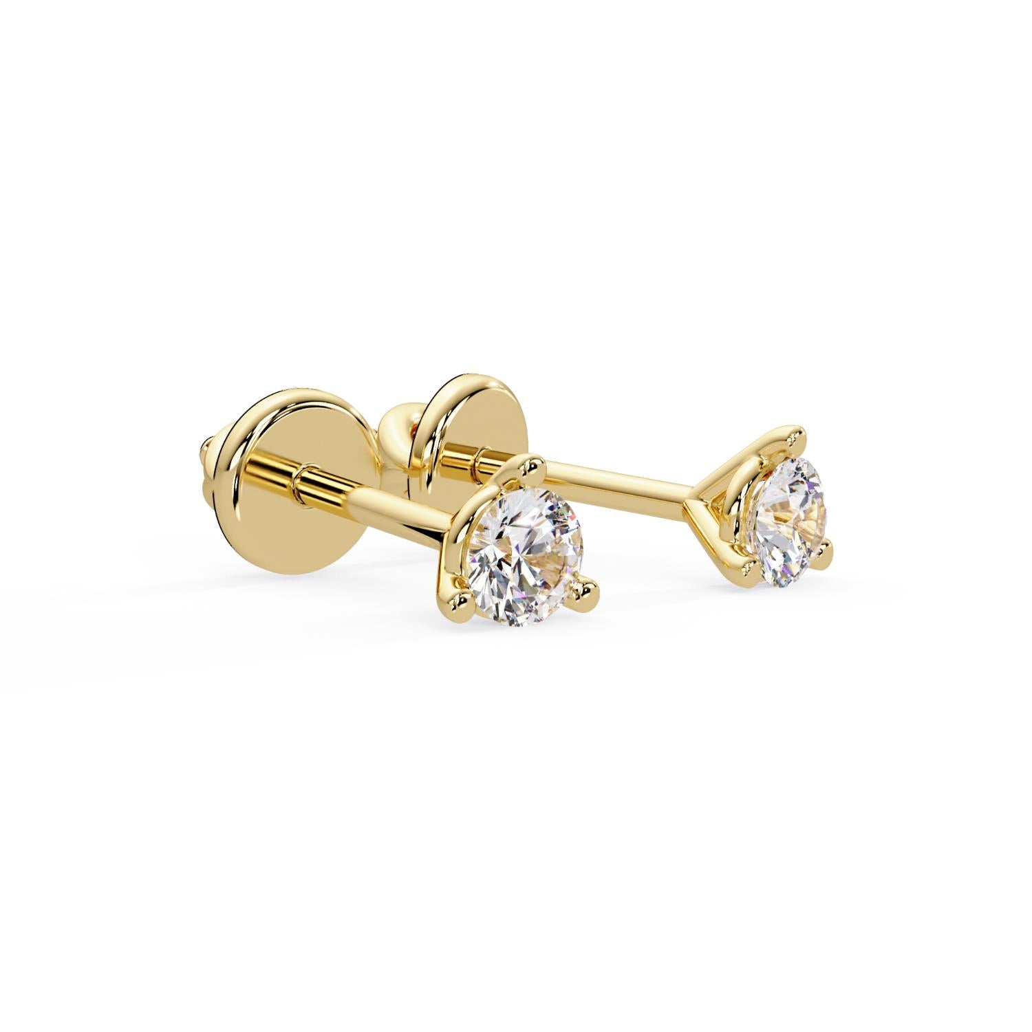 Classic Four Prong 0.32 Ct Round Lab Grown Diamond Stud Earrings - Sterling Silver
