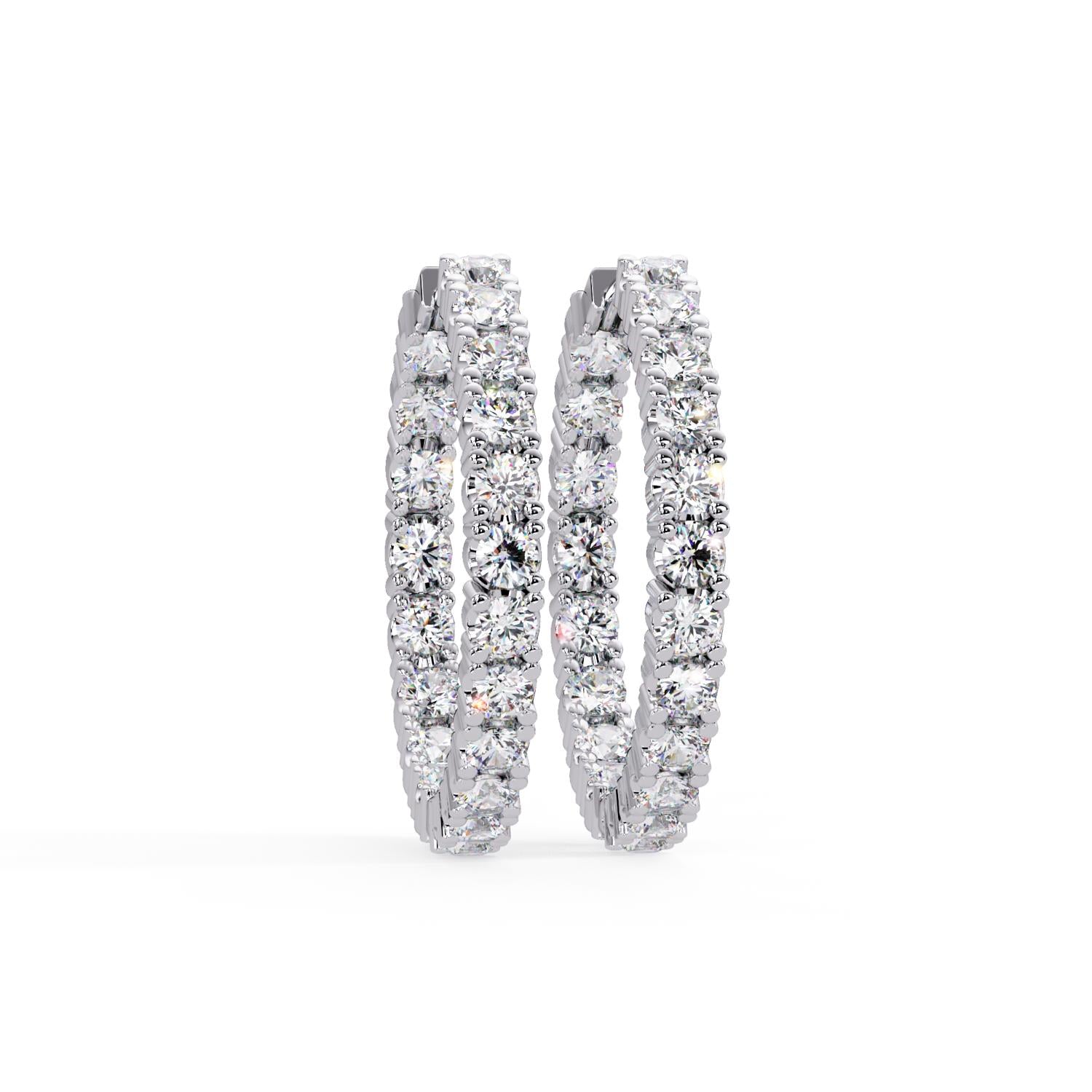 6.85 Ct Round Lab Grown Diamond Hoop Earrings - Sterling Silver