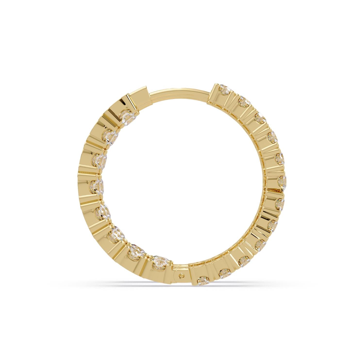 6.85 Ct Round Lab Grown Diamond Hoop Earrings - Sterling Silver