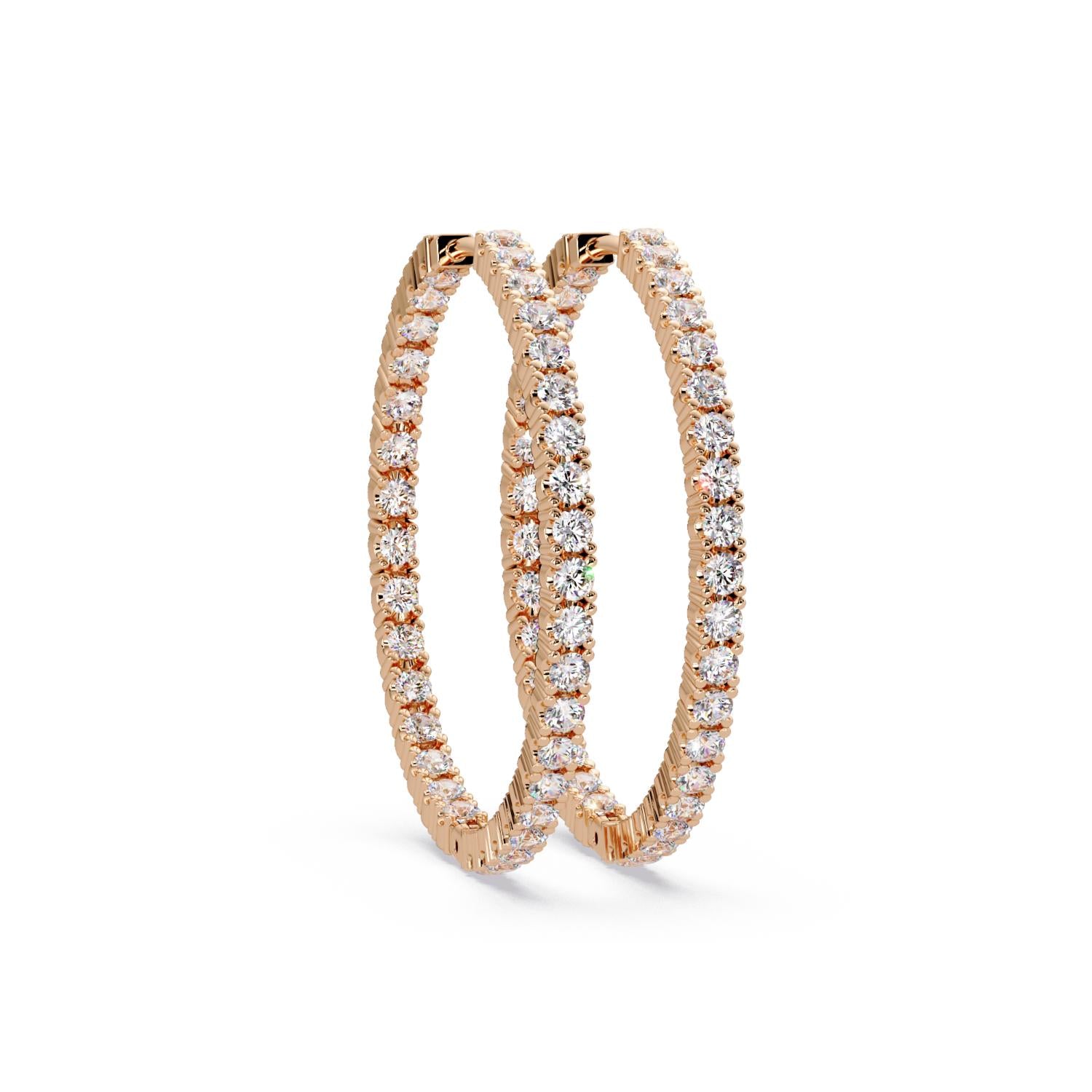 4.25 Ct Round Lab Grown Diamond Slim Pavé Hoop Earrings - Sterling Silver