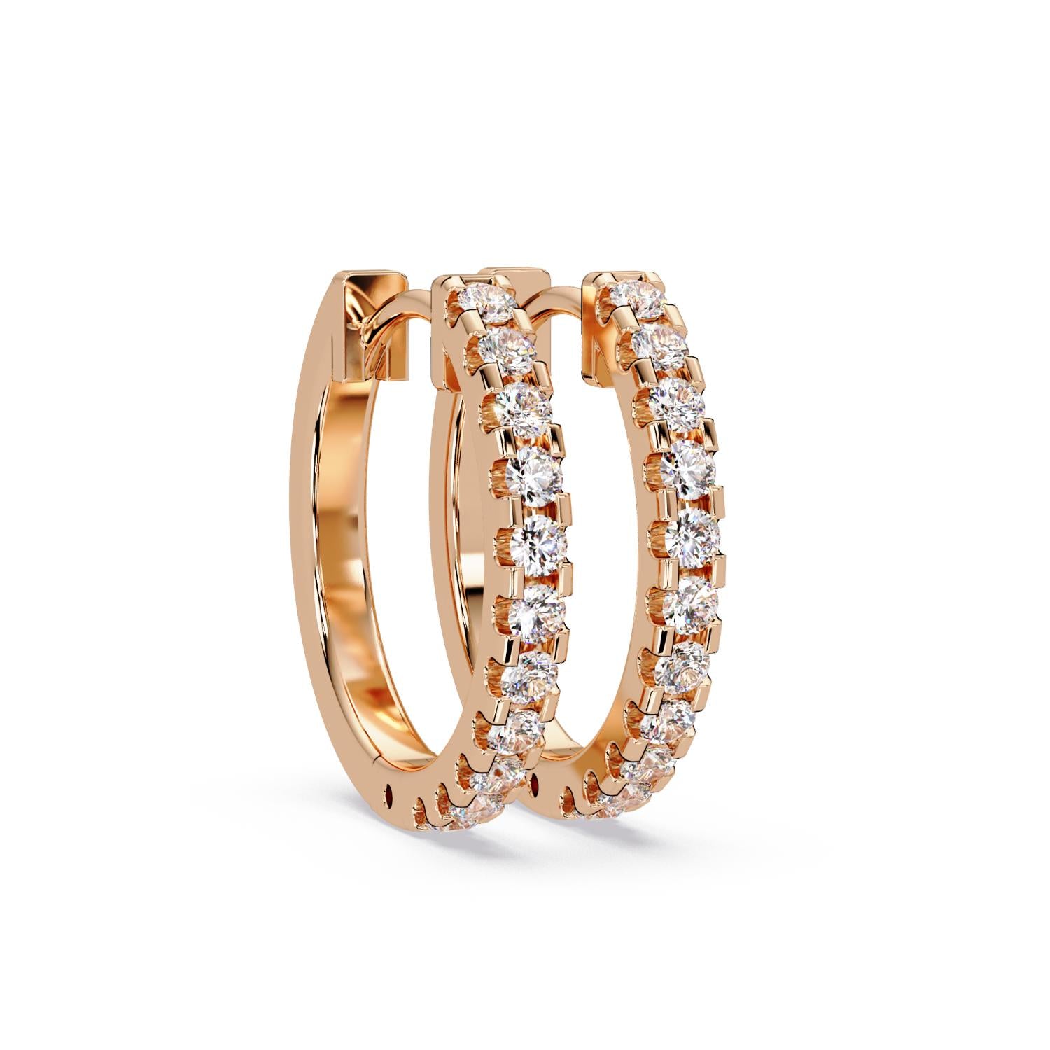 0.75 Ct Round Lab Grown Diamond Hoop Earrings - Sterling Silver