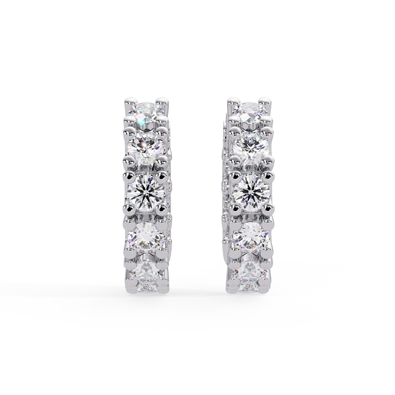 1.50 Ct Round Lab Grown Diamond Hoop Earrings - Sterling Silver