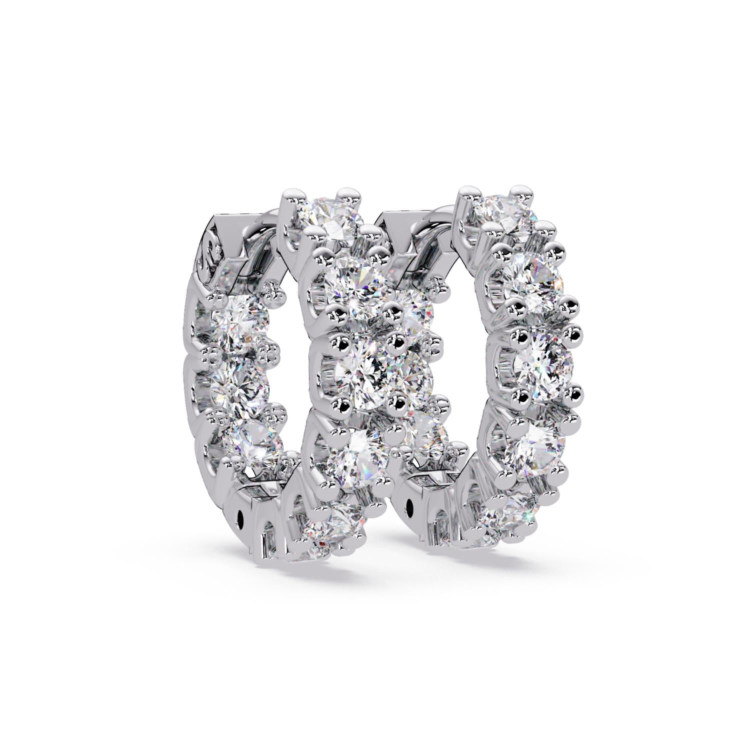 1.50 Ct Round Lab Grown Diamond Hoop Earrings - Sterling Silver