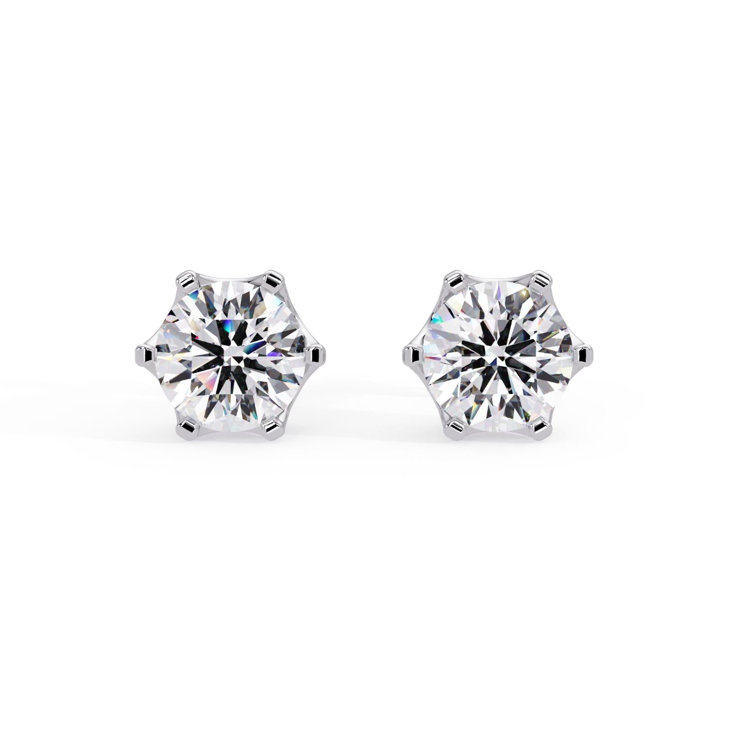 1.80 Ct Round Lab Grown Diamond Stud Earrings - Sterling Silver