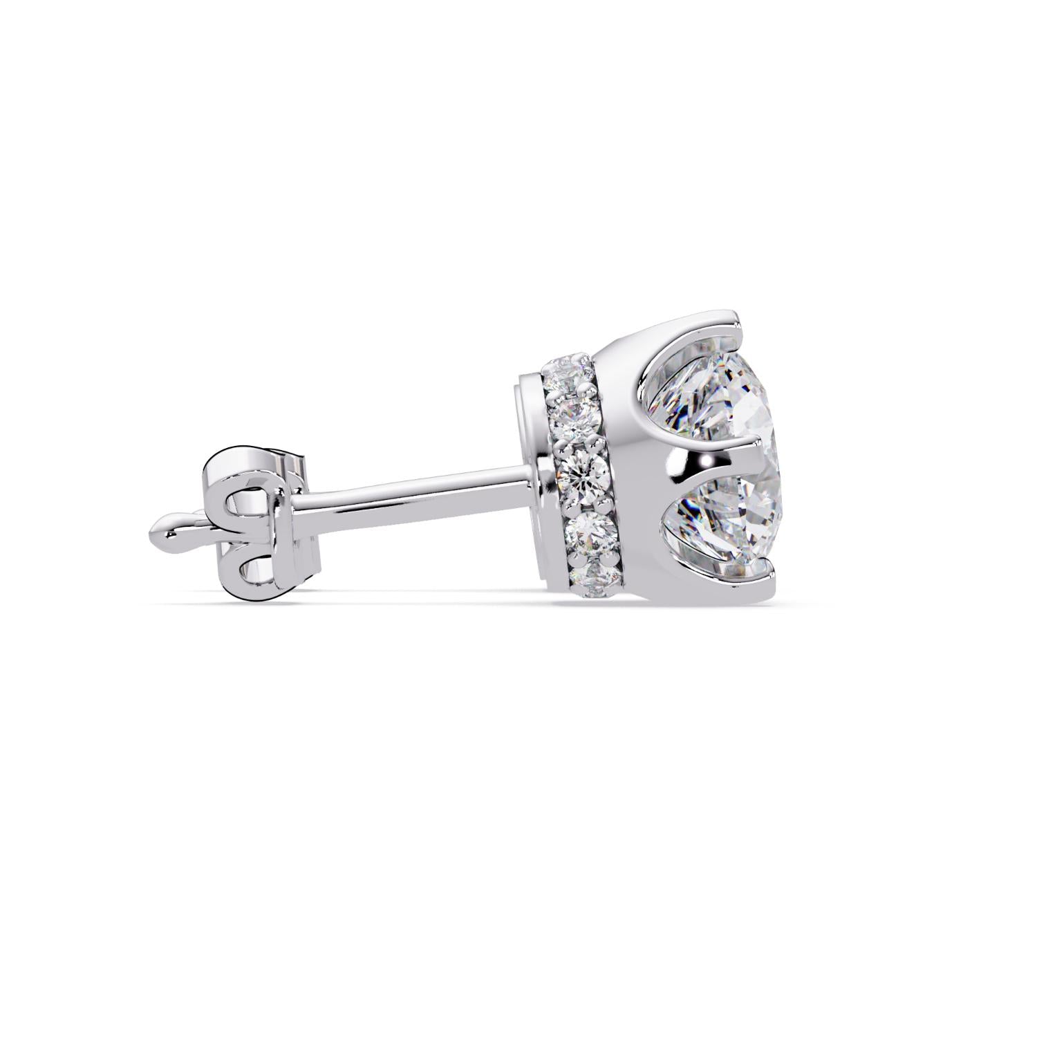 1.80 Ct Round Lab Grown Diamond Stud Earrings - Sterling Silver